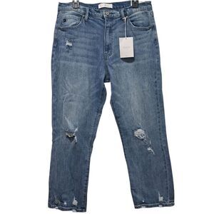Kancan Distressed Straight Leg Streetwear Boho Jeans Size 31 NWT Lightwash Blue